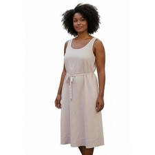 Jessica Howard Blush Pink Linen Blend Sleeveless Tie Waist Midi Dress