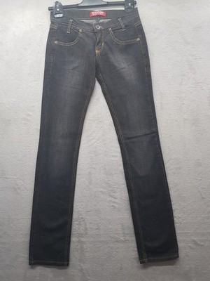 PITSTOP Vintage Y2K Damen Jeans W25  Italien Dunkelblau Denim Slim Straight Neu