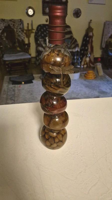 Vintage Oil Vinegar Infused Decorative Glass Bottle 14" Tall Weighs 3.5 Lbs.