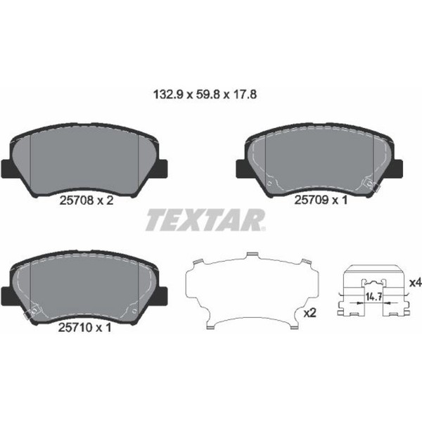 Textar 2570801 Bremsbelagsatz FüR KIA Hyundai I30 Elantra Veloster Ceed Cerato-image