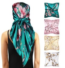 Silk Scarf for Hair Wrapping at Night- 4 PCS Large Square Satin Head Scarf He...