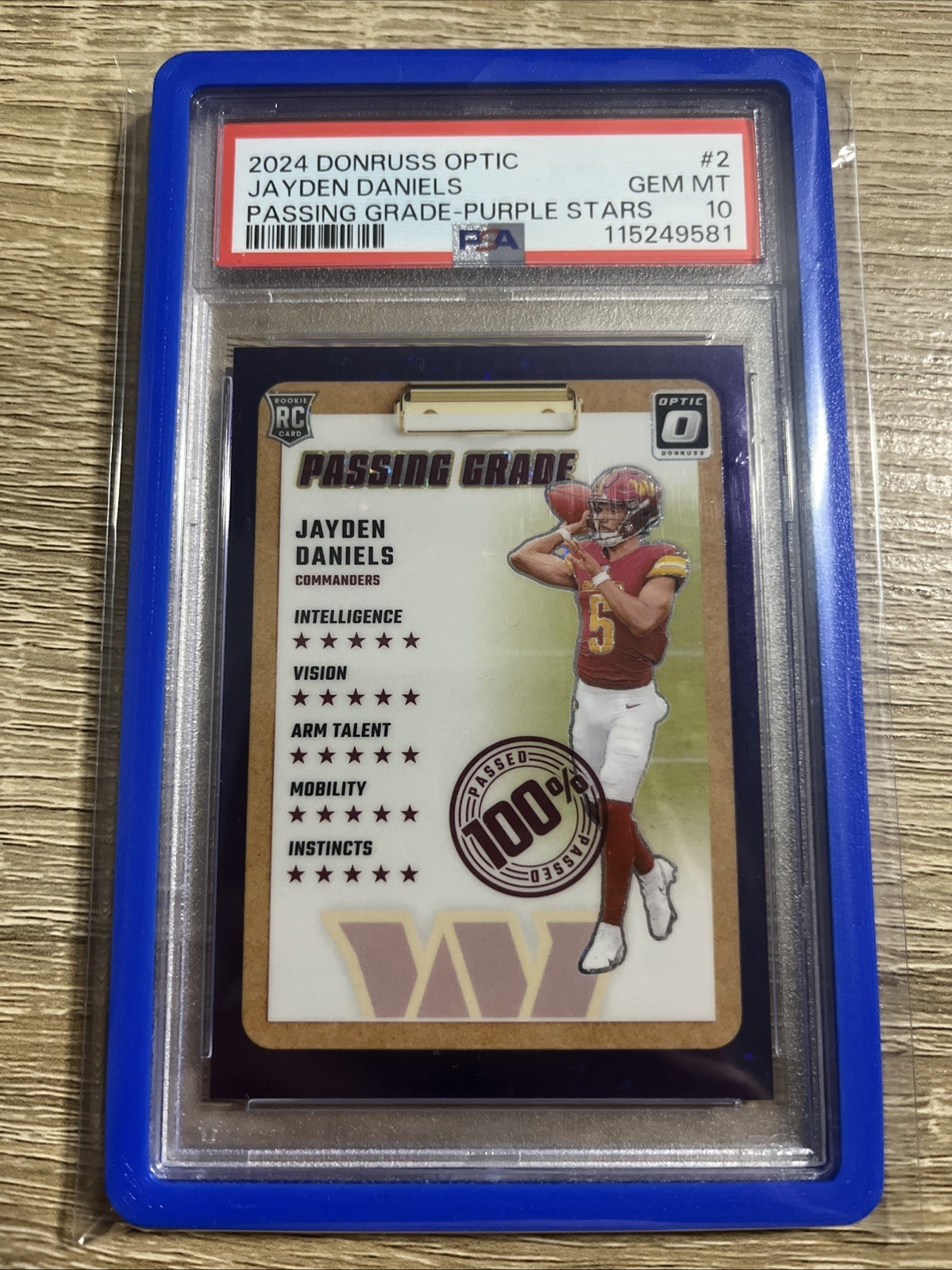 Jayden Daniels Panini Donruss Optic Passing Grade #2 Purple Stars