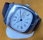 ⌚ Vintage RAKETA Baker Tank white Roman Dial Black Leather Strap USSR Serviced