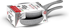 - Pietra Rara, Set Di 2 Padelle Antiaderenti, Diametro 24 Cm E 28 Cm, Manico Sof