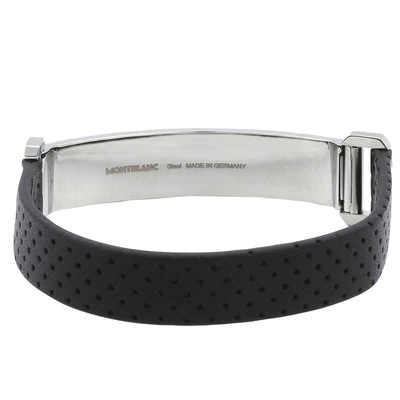 Bracelet Montblanc 11878168 in Black Leather and Stainless Steel 