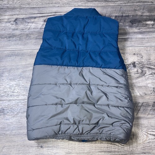 Puma Vest Jacket Boys XS 5/6 Blue & Gray Quilted Full Zip Puffer Youth - Picture 3 of 8