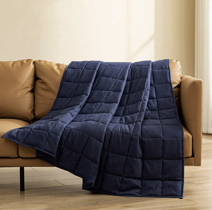 Joybest Weighted Blanket Extra Soft Material. 12 Pounds. King/Queen(Blue)-image