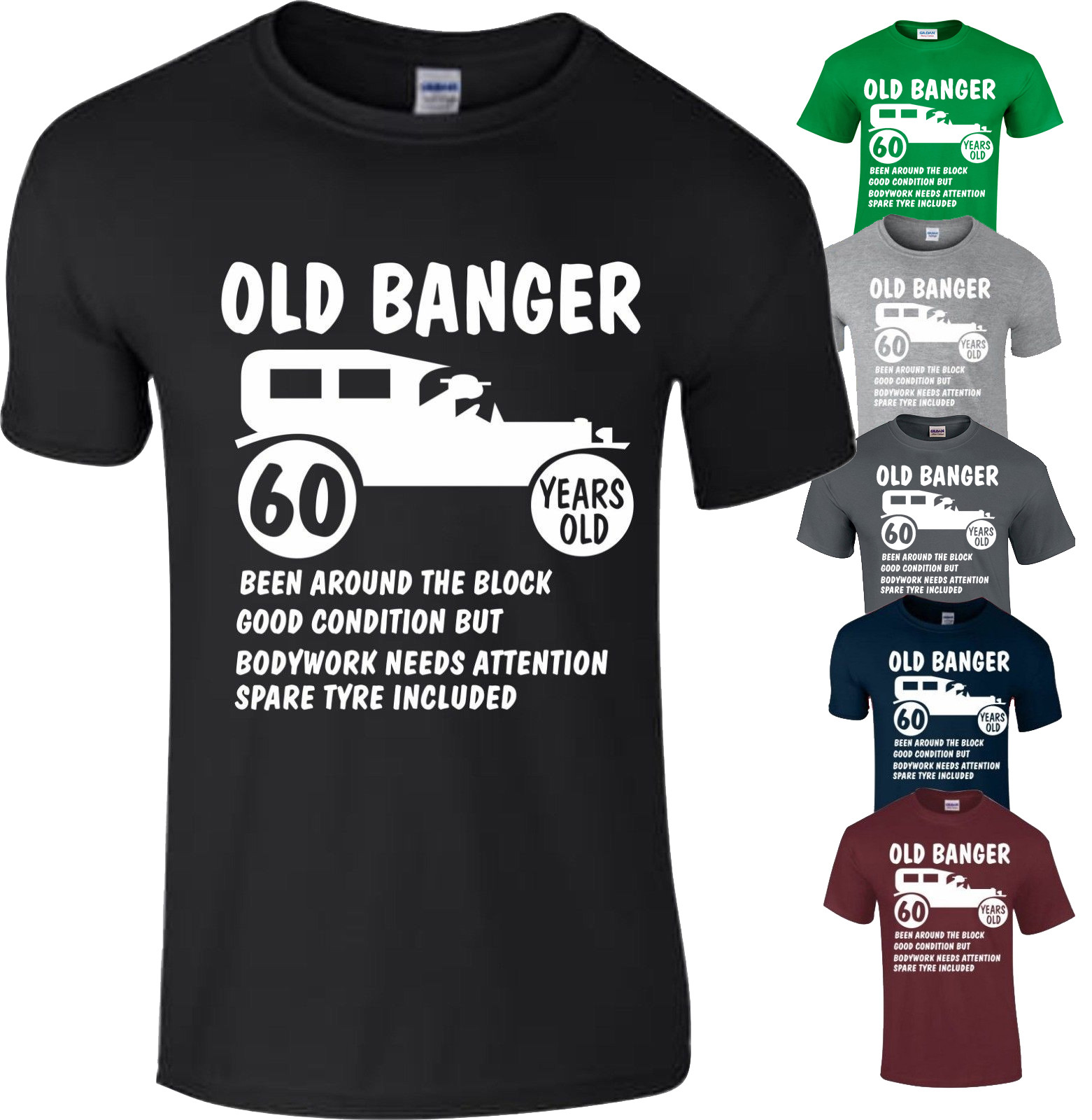 60th Birthday Mens Old Banger T Shirt present Gift Novelty Funny Top Small - 5XL