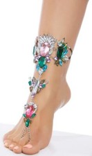 Rhinestone Foot Jewelry Chain Barefoot Sandal Anklet Gems Jewels 997733