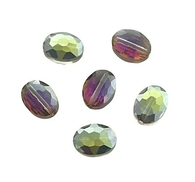 10 pcs Purple Green AB Celestial Crystal 12x8mm Faceted Oval Focal Beads