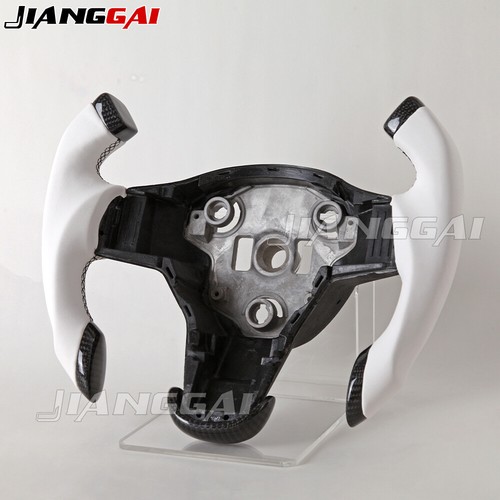 Yoke Smooth Leather Carbon Fiber Steering Wheel Fits Tesla Model 3 Model Y 2016+ - Picture 9 of 14