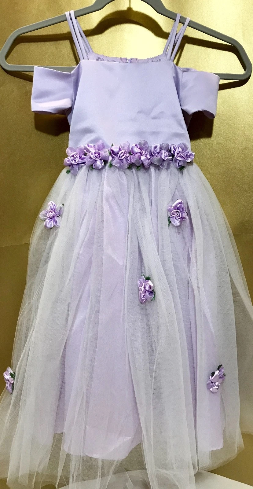 Girls light purple dress formal wear off-shoulder
