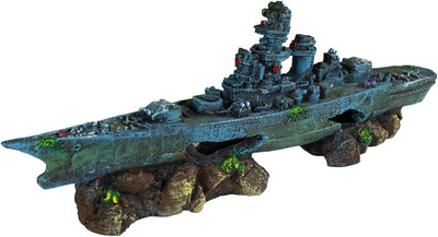 Sunken Battleship Aquarium Decoration - Medium