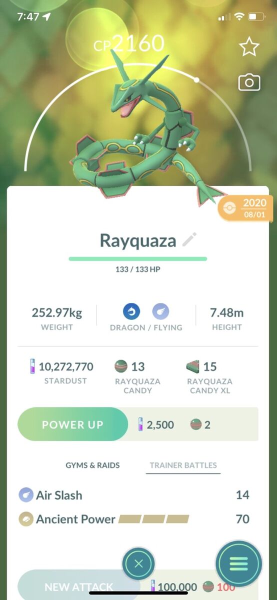 Shiny Rayquaza Registered Pokemon Go