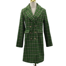 Lulu's Sz S Autumn Calling Green Plaid Double Breasted Coat Peacoat New B49