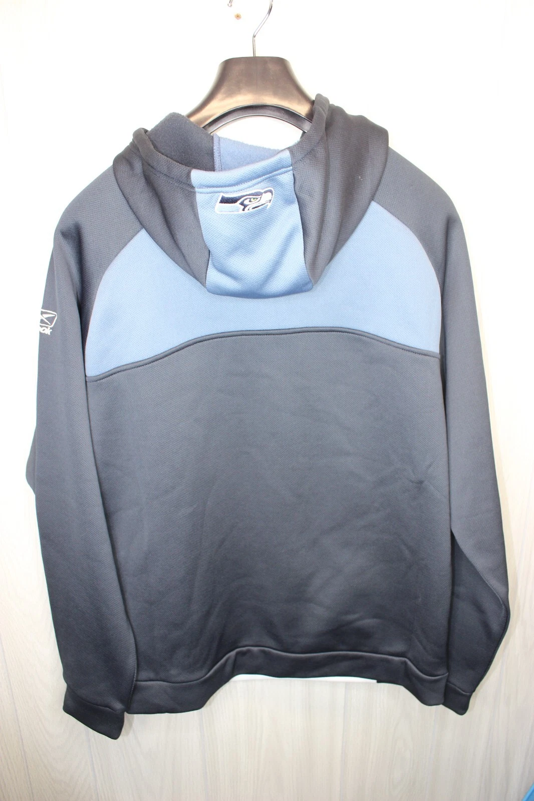 VETEMENTS Felpa con cappuccio pullover Reebok NFL uomo Seattle Seahawks logo taglia SM blu navy bianco