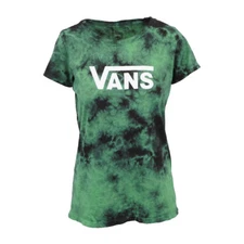VANS WOMEN TIE DYE LOGO T SHIRT GREEN NEW