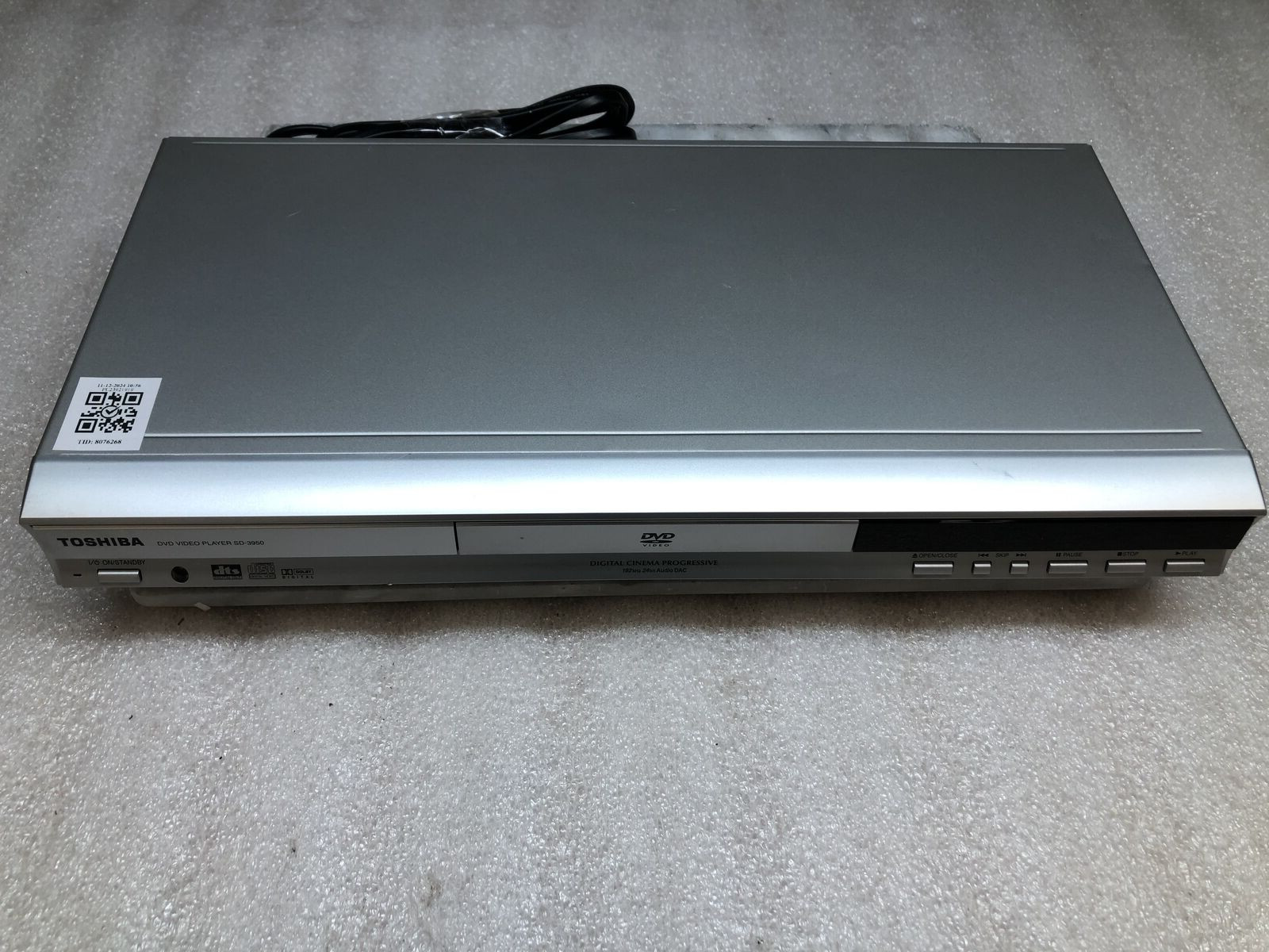 Toshiba SD-3950SU DVD Video Player No Remote or Audio/Video Connectors