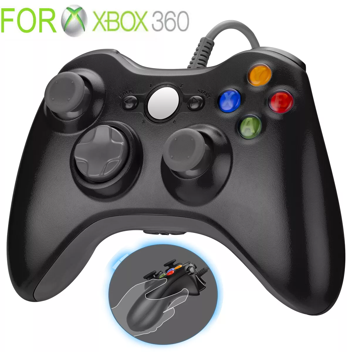 Black USB Wired Xbox 360 Controller Game Pad For Microsoft Xbox