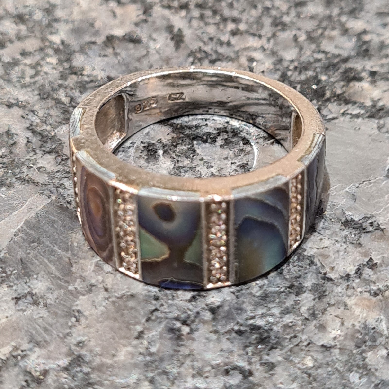 .925 silver ring having abalone rectangular decor… - image 1