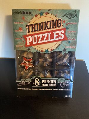 Think Box Great Brain Challenge, 8-Pack Wooden Puzzles for Adults & Kids