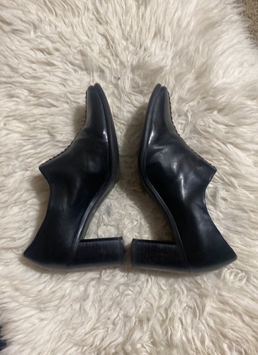 Franco Sarto Vintage Y2K Black Leather Chunky Square Toe Block Heel - Size 6M - Picture 5 of 8