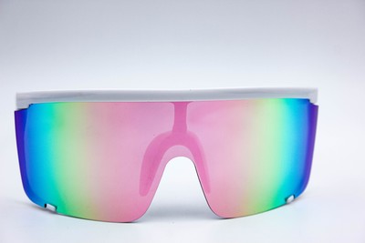 Pastel rainbow holographic lens pink sunglasses rave goggles sheild oversized Frienda 12 Pairs Kaleidoscope Rave Rainbow Glasses  main image 2