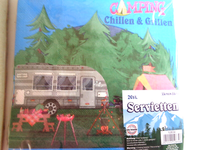 "20 Stk. Servietten \" Camping Wohnwagen \", 33 X 33 Cm, Neu & Ovp"