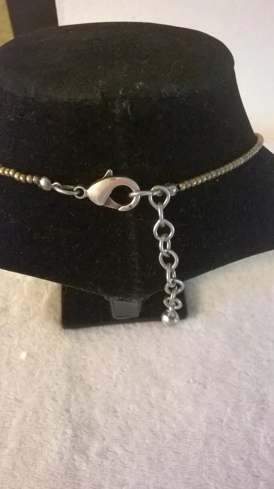 Collar Chico's Grueso Marrón Cuentas con Bolas Tejidas Plata Acabado Buey NUEVO SIN ETIQUETAS. Foto 2 de 4