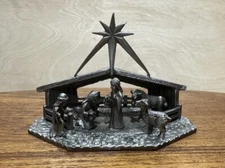 Vintage Tiny Rawcliffe Pewter Nativity from 1981 - 4” Wide by 2.5” Tall