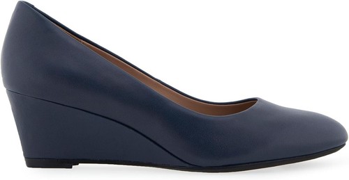 Aerosoles Damenschuhe Iris Keilabsatz-Pump marineblau Leder Slipper Absatz Größe 12 - Bild 6 von 6