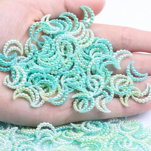 Dijes de imitación de resina arco iris luna perla 70 piezas espalda plana manualidades hágalo usted mismo - Imagen 10 de 22