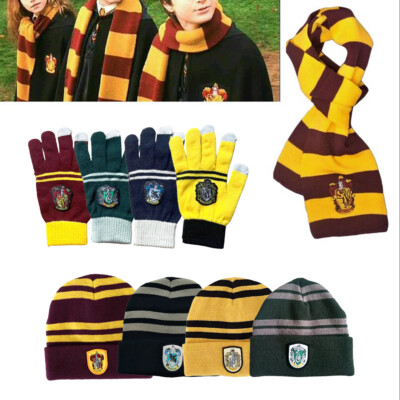 Harry Potter Beanie Hat Scarf Glove Gryffindor Slytherin Ravenclaw  Hufflepuff CN