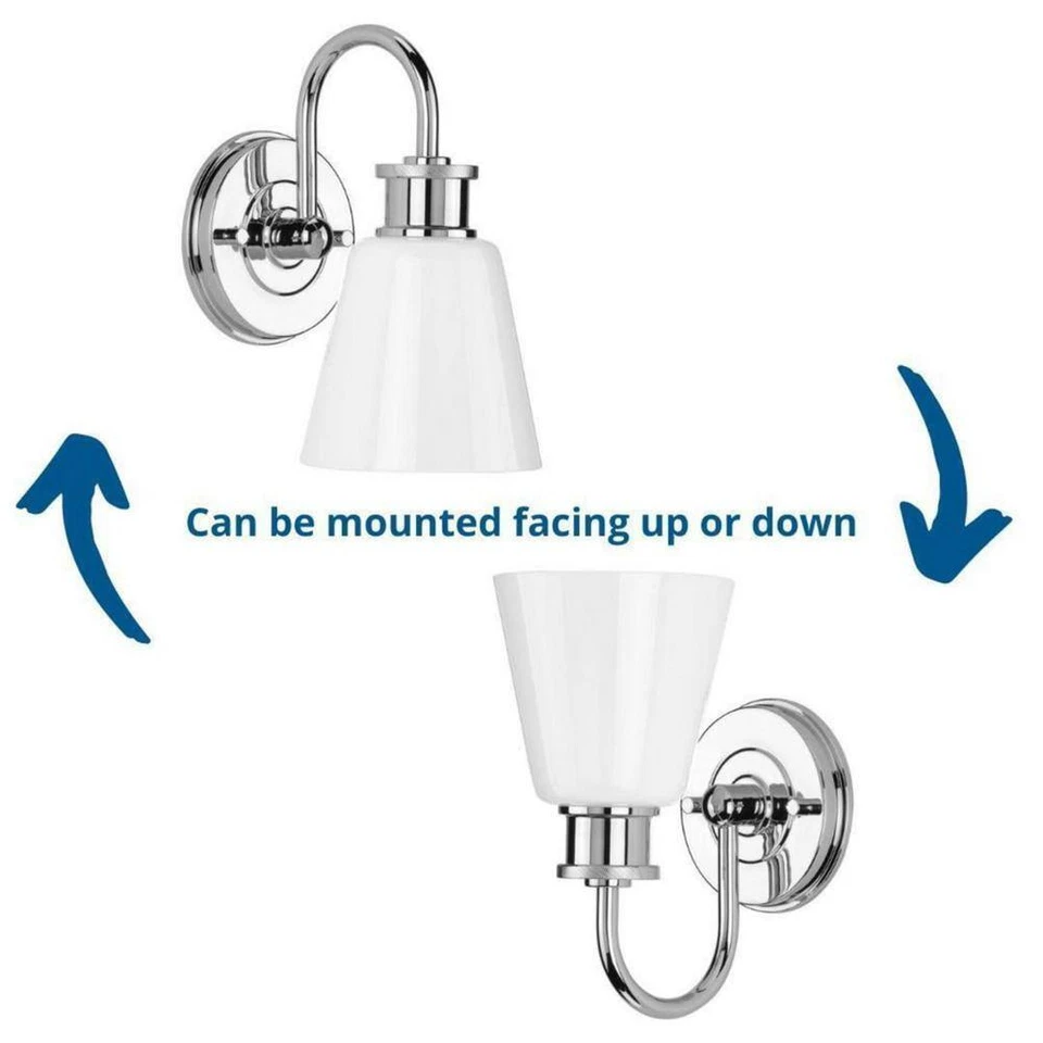 Luz de pared Progress Lighting Ashford de vidrio opalino cromado pulido para granja Foto 3 de 4