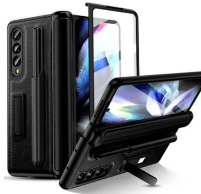 FewDew Case for Galaxy Z Fold 4 Built in Screen Hinge Cover & S Pen Holder