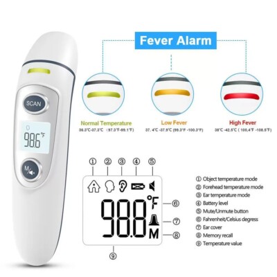 Lot of 100 Dual Mode Infrared Thermometers, Ear, Forehead Modes