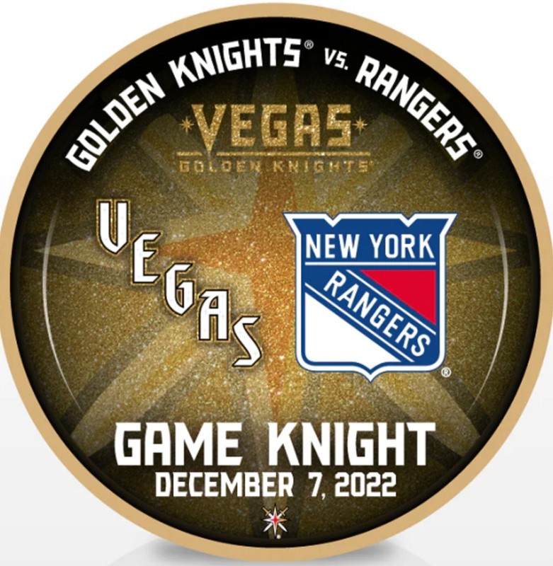 Vegas Golden Knights Vs NY Rangers Official Game Puck MINT 12/7/22 NHL Ltd Ed