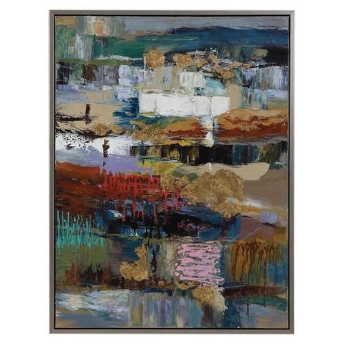 Uttermost Fiesta Firwood and PU Abstract Hand Painted Canvas in Multi-Color - Picture 1 of 7