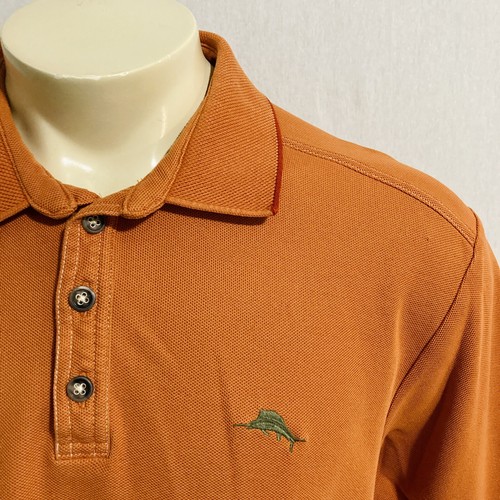 Tommy Bahama Short Sleeves Men's Polo Shirt Size XL Collared Orange Stretch Logo - Picture 6 of 11