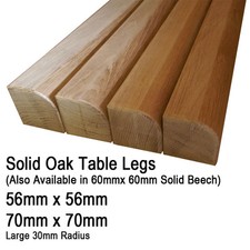 Solid Oak or Beech Table Leg/ Posts with Large Radius- Set of 4 -Various Lengths