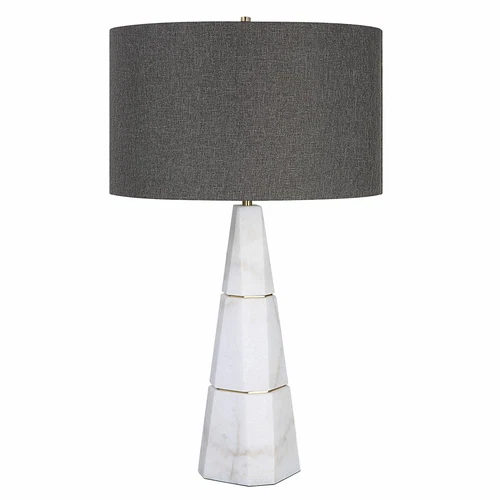 UTTERMOST 29997 CITADEL WHITE MARBLE BASE WITH GRAY VEINING MODERN TABLE LAMP - Picture 5 of 6