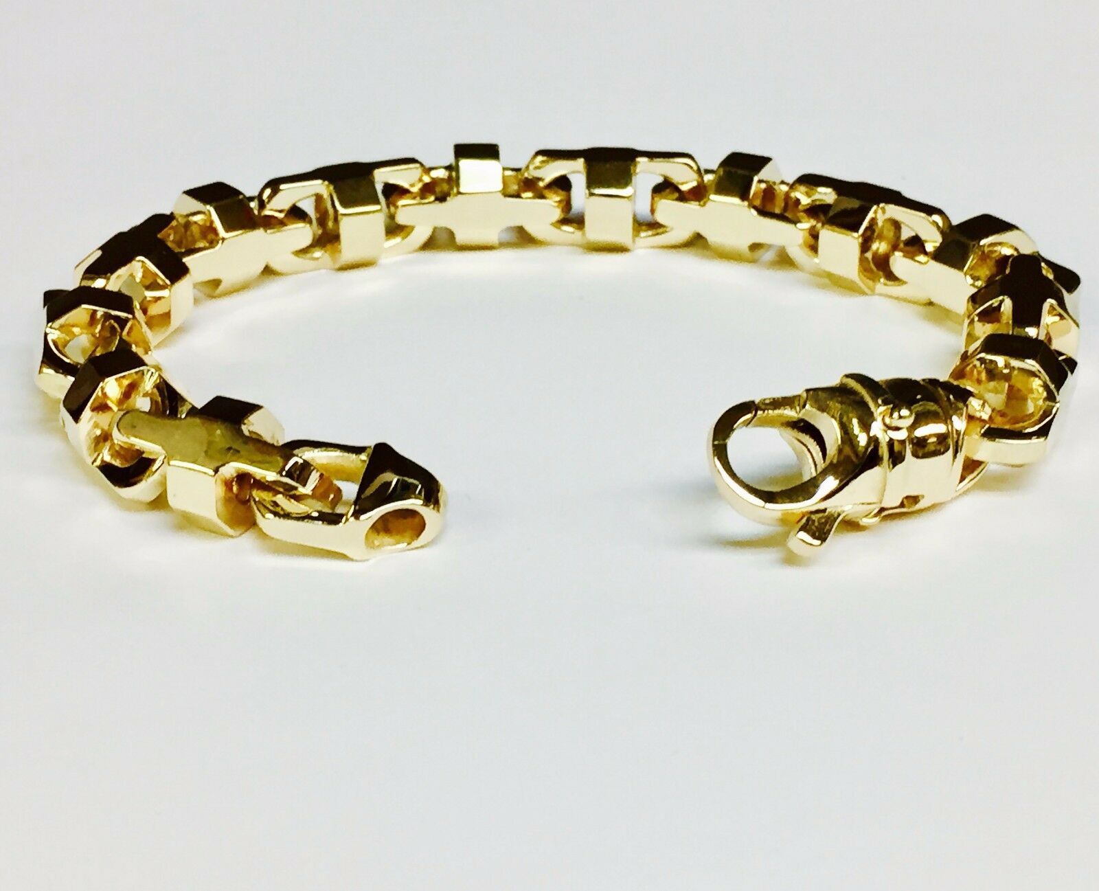 18k Solid Yellow Gold Anchor Mariner Bullet Link Bracelet 10.5 MM 100
