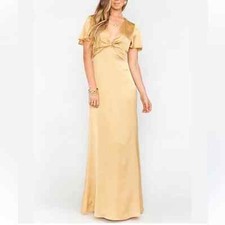 Show Me Your MUMU Tan Silky Gown/Dress(Size Large)