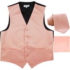 New Men's Mauve Pink formal vest Tuxedo Waistcoat necktie hankie set wedding