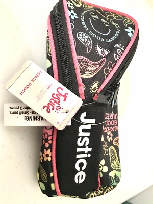B6 NWT Justice Pencil Pouch Retro Flowers Always Good Vibes 9 
