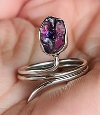 Amethyst Raw Snake Ring, Handmade Gemstone Jewelry, 925 Sterling Silver Jewelry
