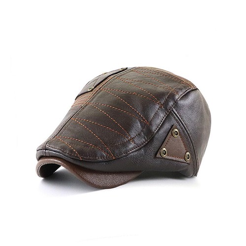 Men PU Leather Ivy Cap Driving Newsboy Hat Classic Flat Adjustable - Picture 1 of 9