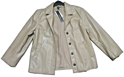   H&M Damen Jacke- Kunstleder Creme-Beige Markanter Stil mit Attitude NEU!  