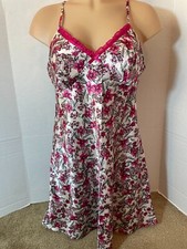 SILKY SATIN Nightgown Shiny SOFT Polyester Adonna Pink Floral So Soft M