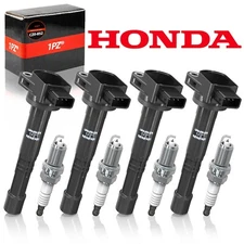 4x UF583 Ignition Coil & Spark Plug For Honda Civic Si 2006-2011 CR-V 2002-2009